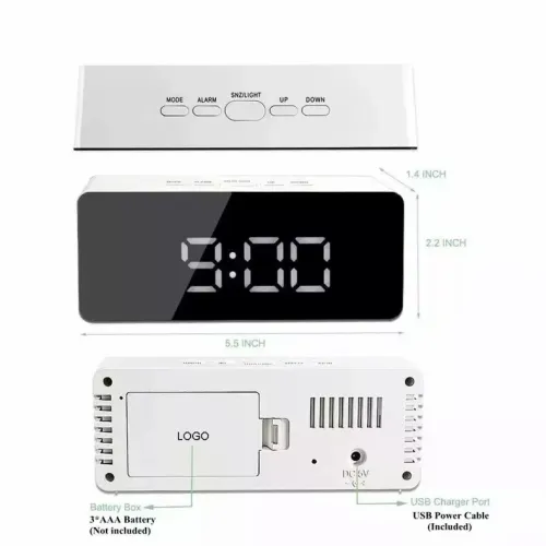 MIRROR WHITE DIGITAL CLOCK