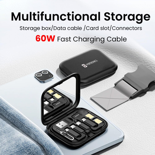 Portronics Snapcase 60W Multifunctional Fast Charging Data Cable Kit