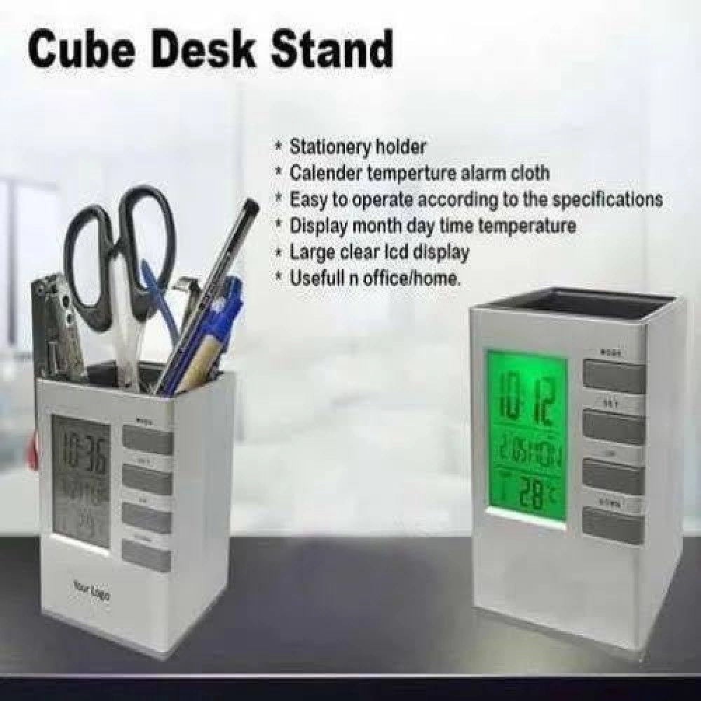 Cube Desk Stand With Clock