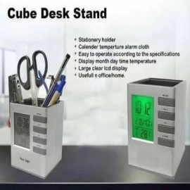 Cube Desk Stand With Clock