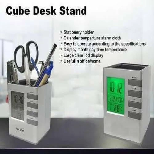 Cube Desk Stand With Clock
