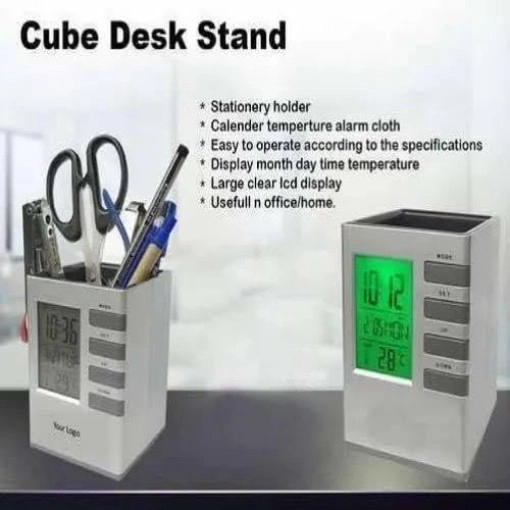 Cube Desk Stand With Clock