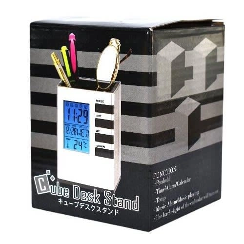 Cube Desk Stand With Clock