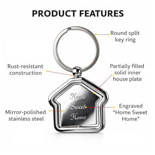  Home Shape Metal Keychain