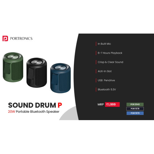 Portronics SoundDrum P 20W Portable Bluetooth Speaker