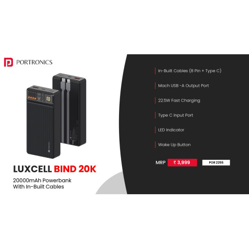 Portronics Luxcell Bind 20K 20000mAh Powerbank