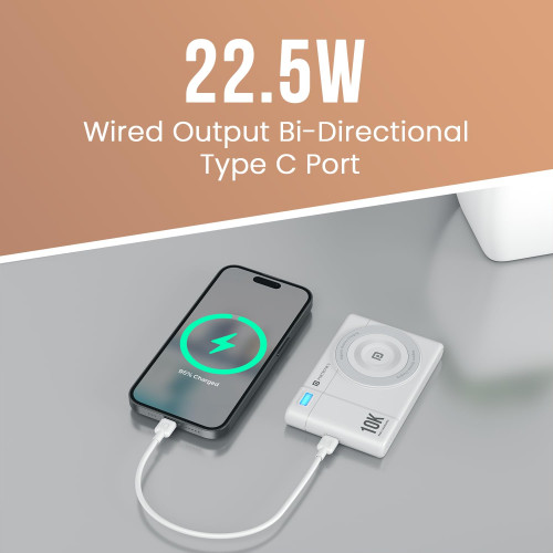 Portronics PowerShutter Air 10K 10000mAh 15W Wireless Magnetic Fast Charging Powerbank