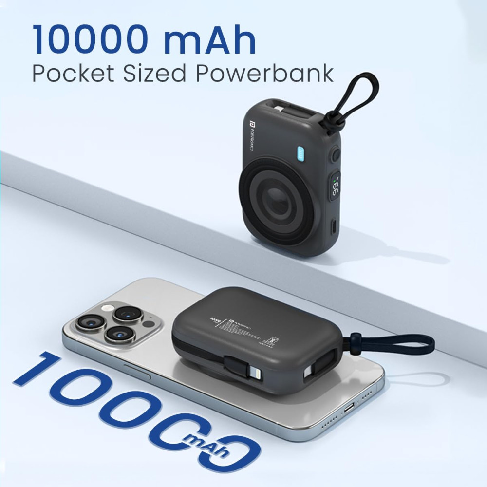 Portronics Power Shutter 10000mAh 15W Magnetic Wireless Fast Charging Powerbank