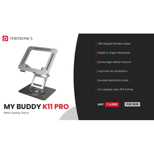 Portronics My Buddy K11 Pro Metal Laptop Stand 
