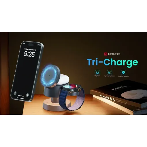 PORTRONICS TRICHARGER 4 IN 1 MAGNETIC WIRELESS CHARGER WITH NIGHT LAMP