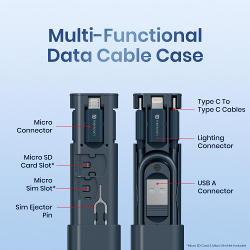 Portronics Snapcase 3 60W Multifunctional Fast Charging Data Cable Kit