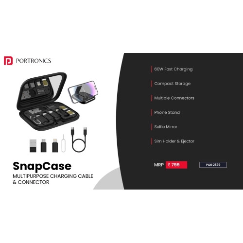 Portronics Snapcase 60W Multifunctional Fast Charging Data Cable Kit