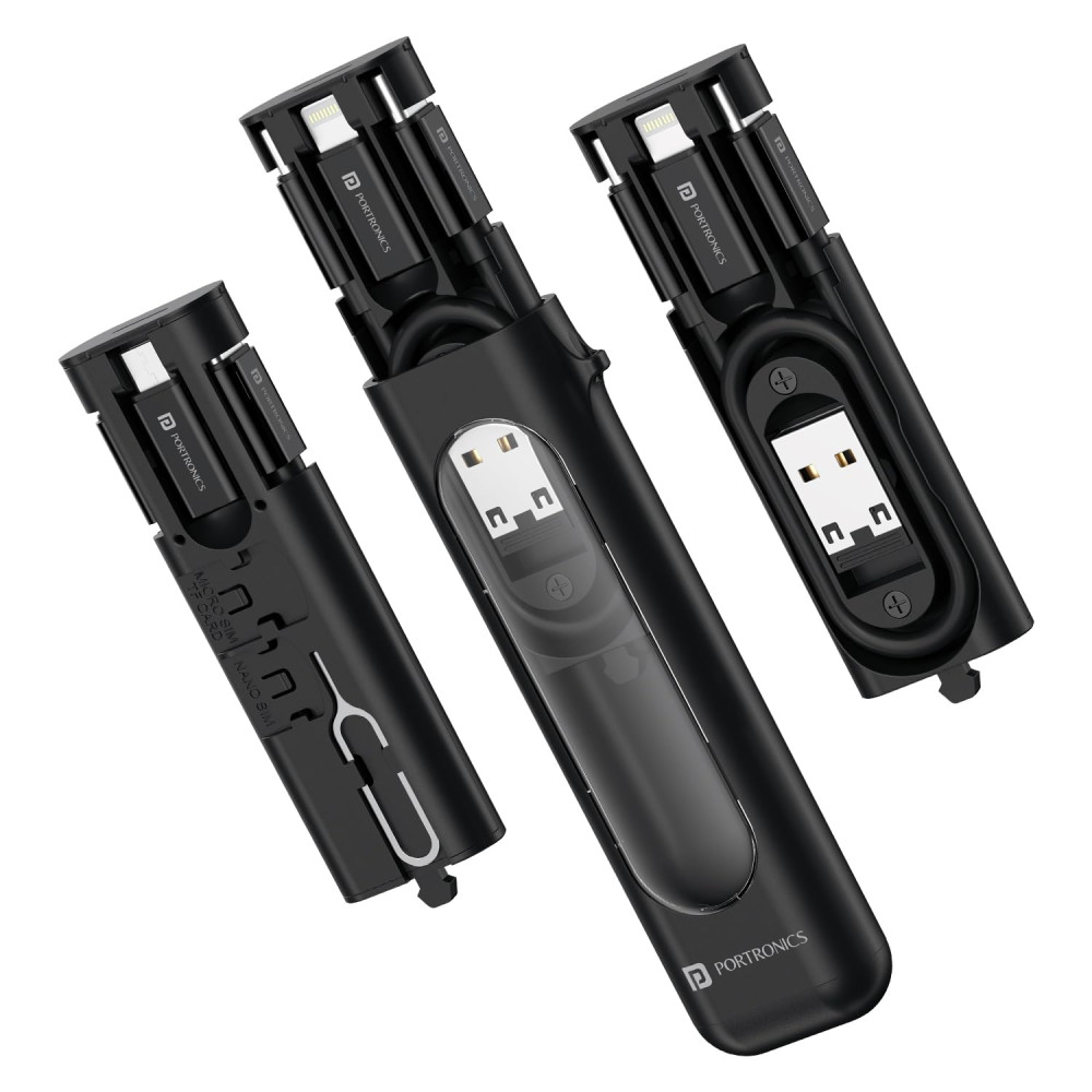 Portronics Snapcase 4 60W Multifunctional Fast Charging Data Cable Transparent Kit