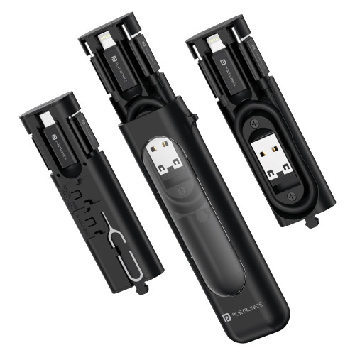 Portronics Snapcase 4 60W Multifunctional Fast Charging Data Cable Transparent Kit