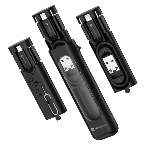 Portronics Snapcase 4 60W Multifunctional Fast Charging Data Cable Transparent Kit