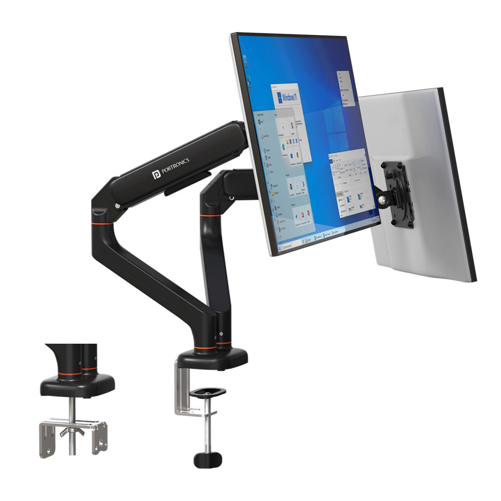 Portronics Aerolift Duo Gas Spring Dual Monitor Arms