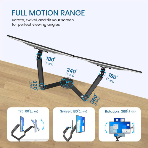 Portronics Aerolift Duo Gas Spring Dual Monitor Arms