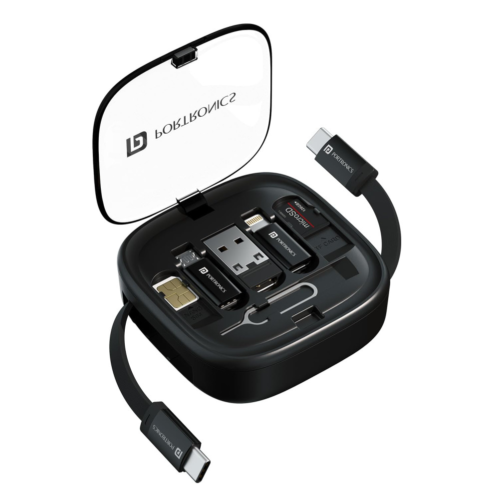 Portronics Snapcase 2 60W Multifunctional Fast Charging Data Cable Kit 