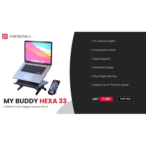 Portronics My Buddy Hexa 33 Laptop Stand with Phone Holder