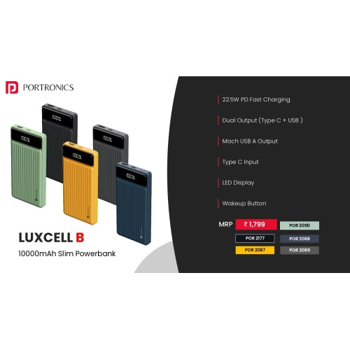 Portronics Luxcell B 10K 10000 mAh 22.5W Fast Charging Power Bank
