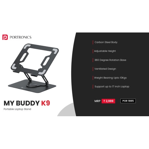 Portronics My Buddy K9 - Portable Laptop Stand