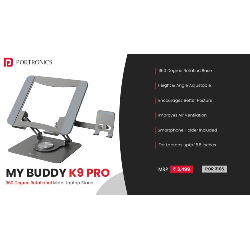Portronics My Buddy K9 Pro 2-in-1 Laptop & Phone Stand