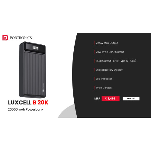 Portronics Luxcell B 20K Advanced 20000 mAh Power Bank 