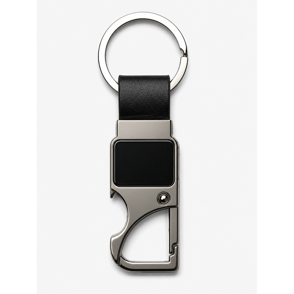 Metal and Leather Keychain
