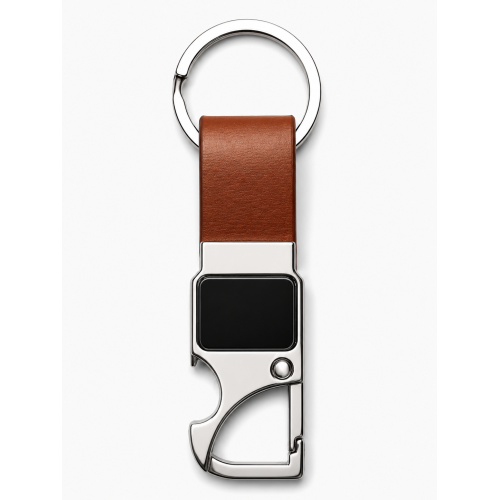 Metal and Leather Keychain