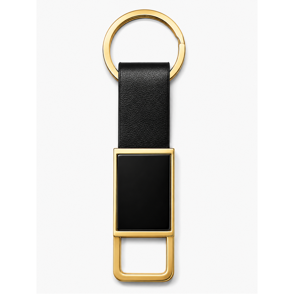 Metal and Leather Keychain