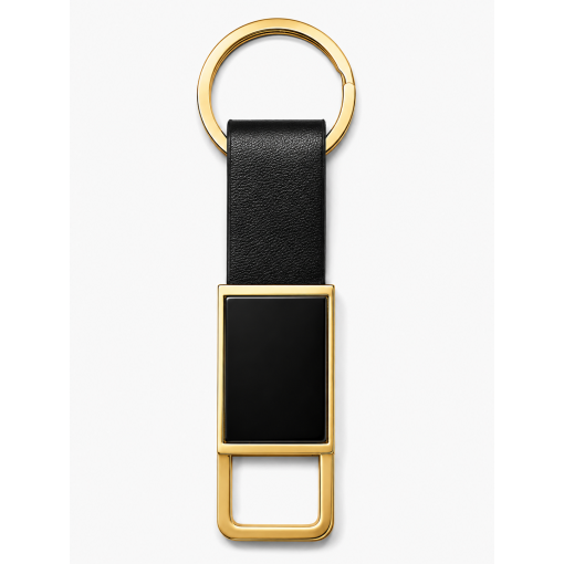Metal and Leather Keychain